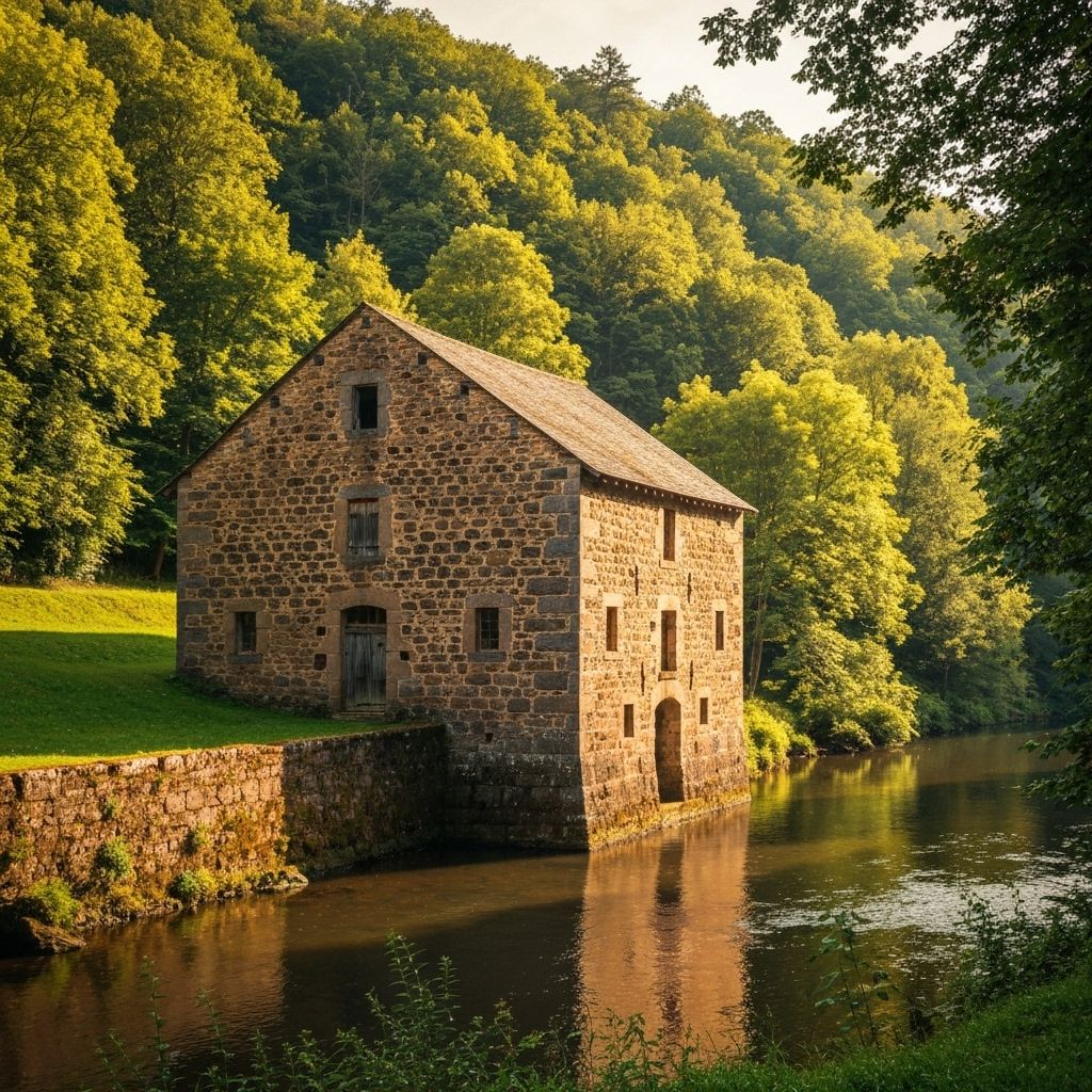 Historic Harman Flour Mill surrounded by nature